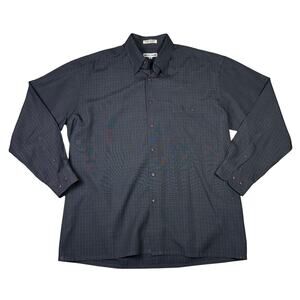Pierre Cardin Mens Gray Check Button Down Shirt L Long Sleeve Korea Minimalist